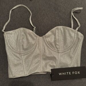 White Fox Boutique Silver Sparkly Sweet Thing Bustier Corset Top